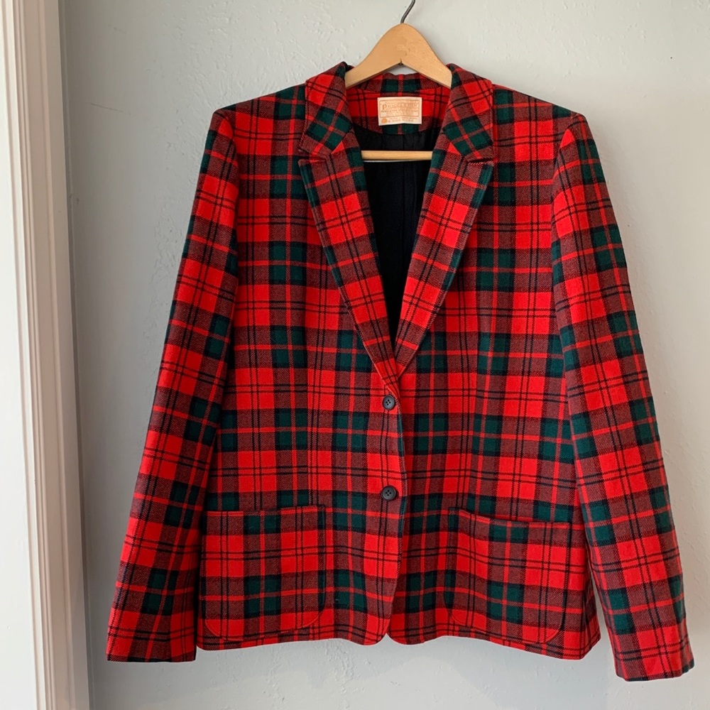 Vintage Red and Green Pendleton Blazer